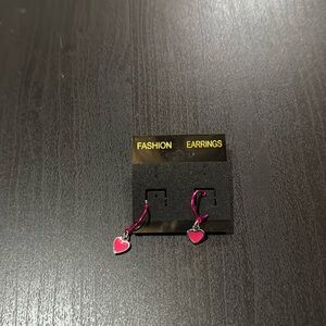 NWOT pair of earrings silver & pink tone heart dangles with silver tone posts